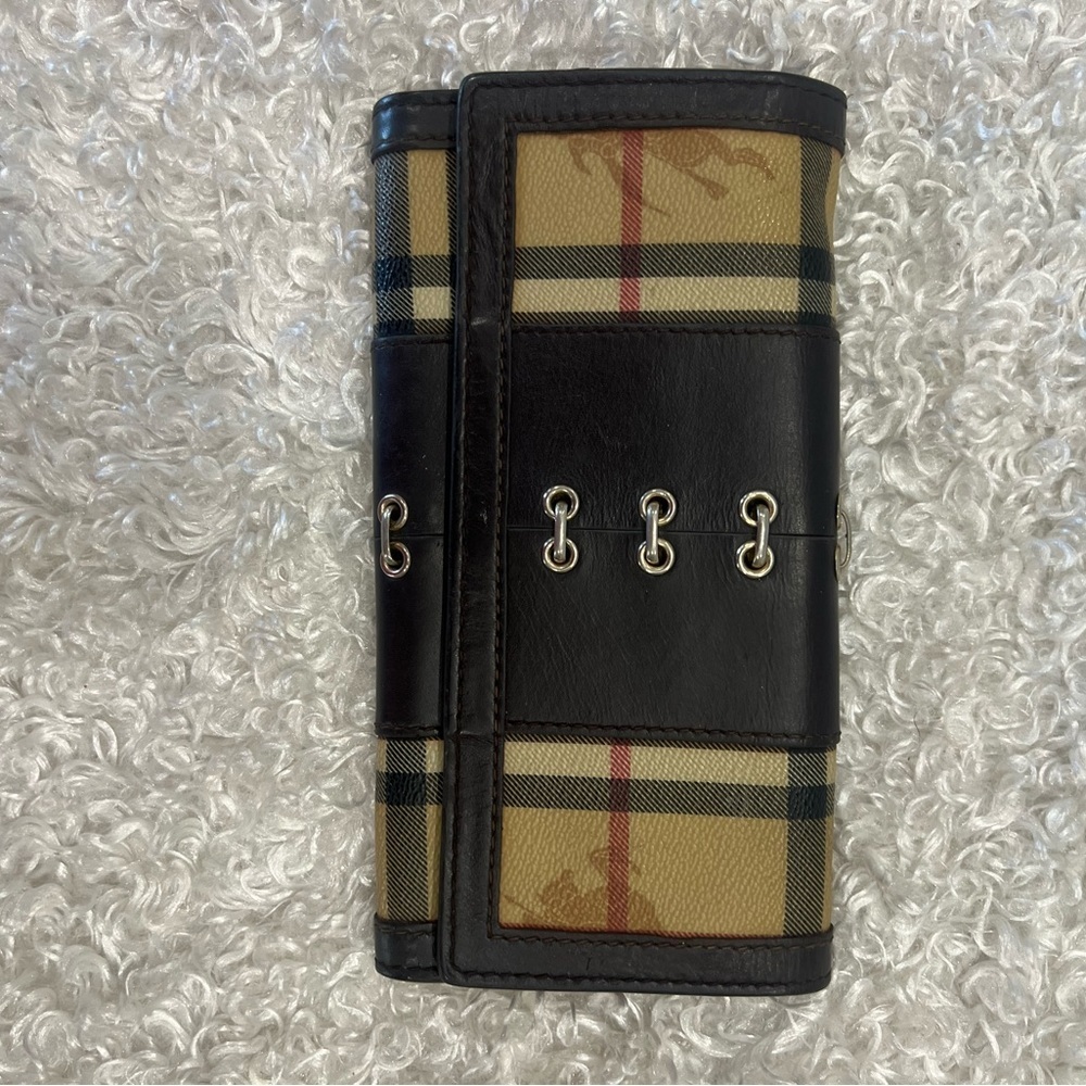 Burberry Haymarket Check Zip Around Wallet